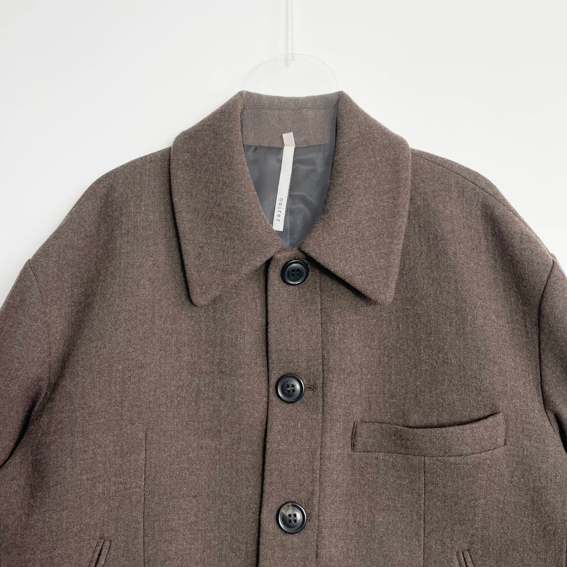 B1 노이어(Noirer) 메리노울 오버핏 크롭 블루종 브라운 50사이즈 상품이미지2