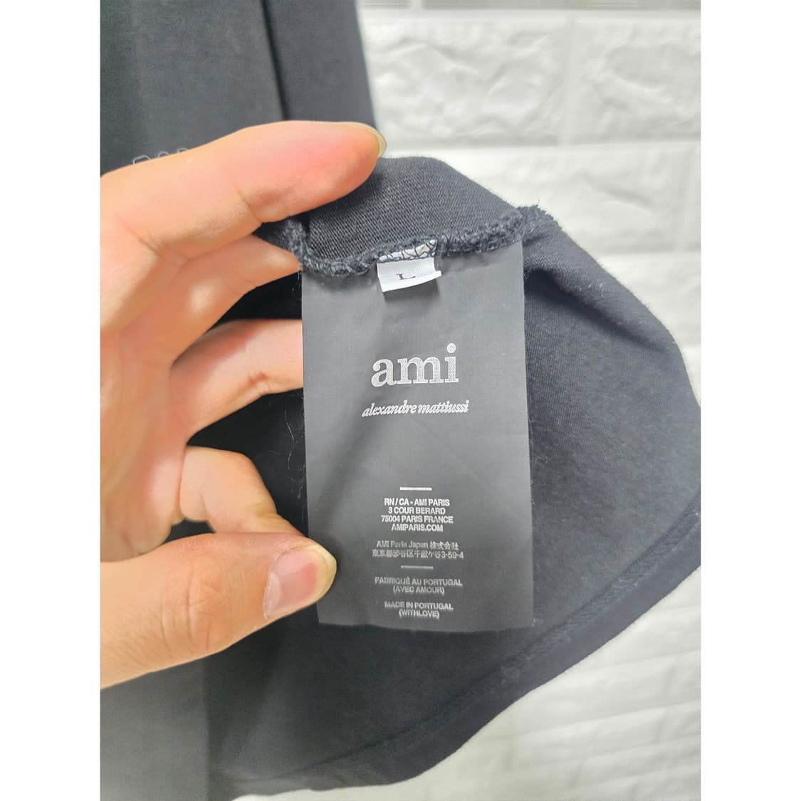 아미 AMI 하트 로고 반팔티 블랙 L 상품이미지3