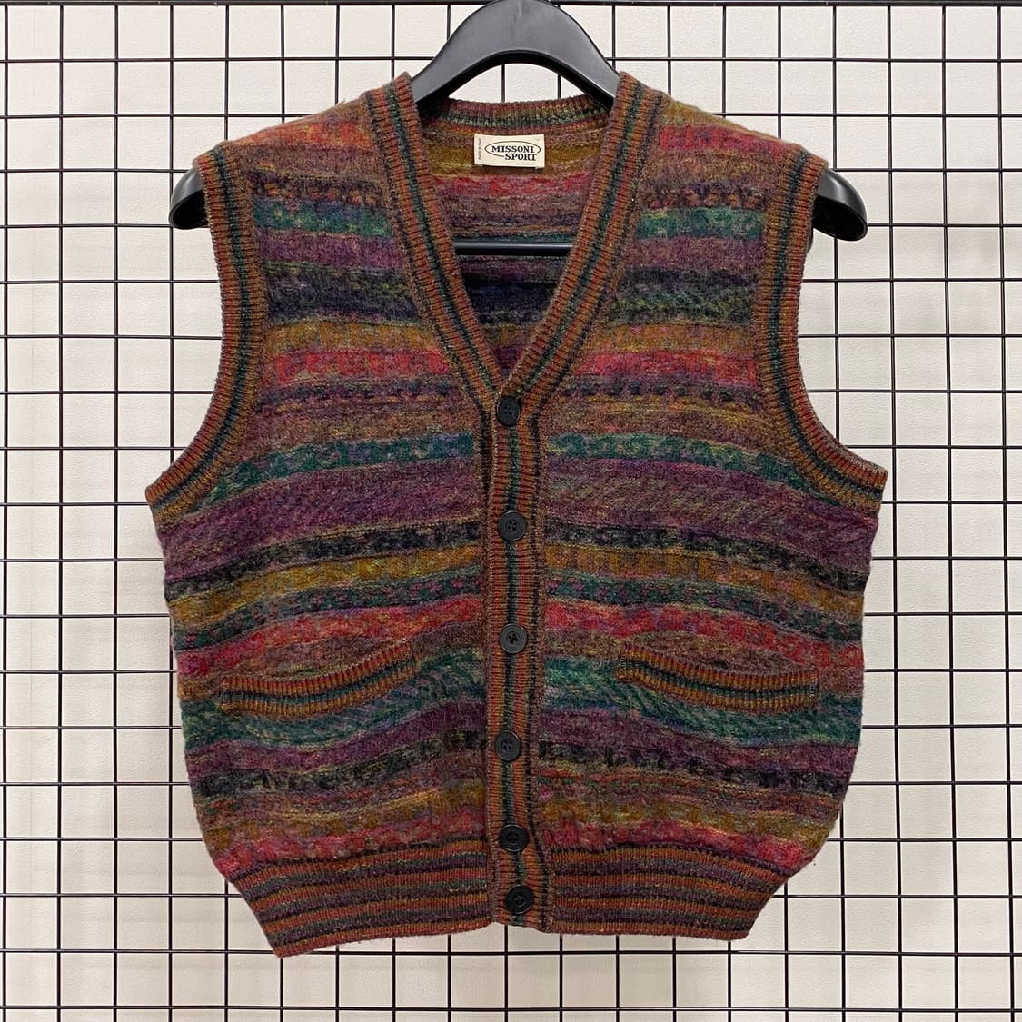 미쏘니 스포츠 울 패턴 조끼 가디건 상품이미지1
