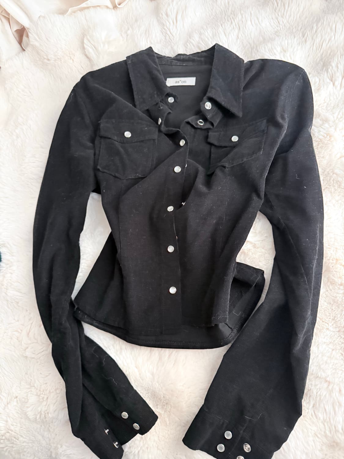 애즈온 제니스 코듀로이 셔츠 블랙 상품이미지2