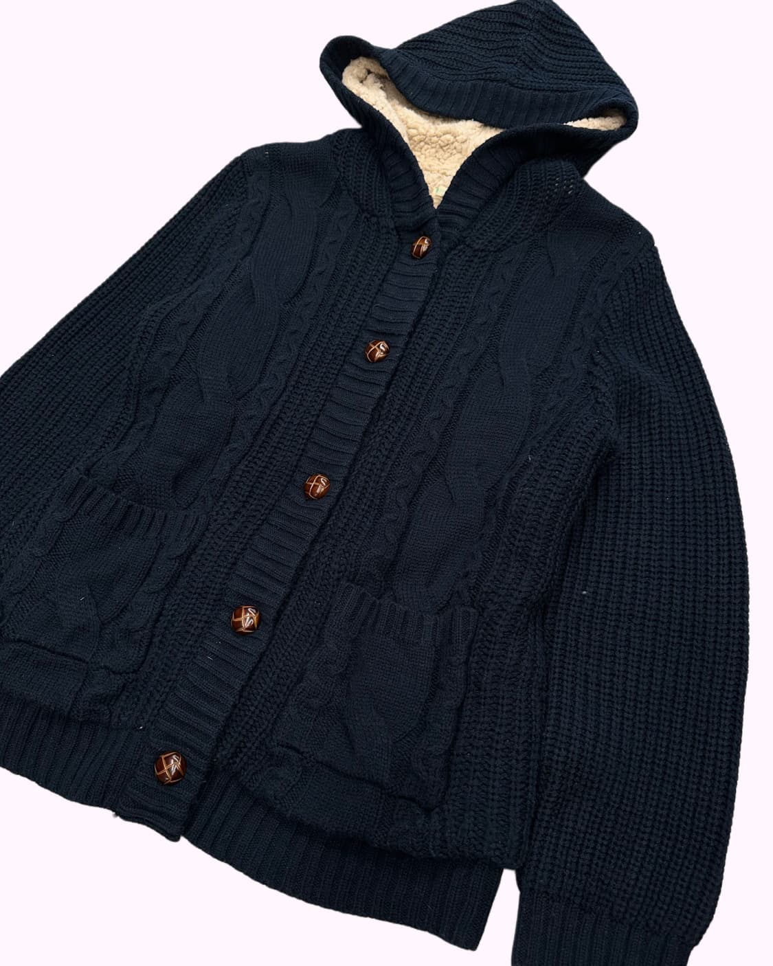 navy knit hood cardigan 상품이미지2