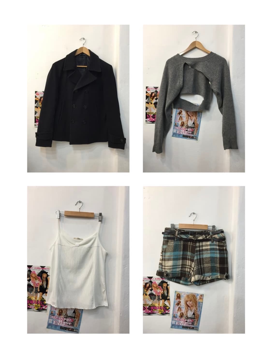 빈티지 세트 y2k 일본 코트 체크 반바지 목도리 나시 가디건 핀터레스트 상품이미지7