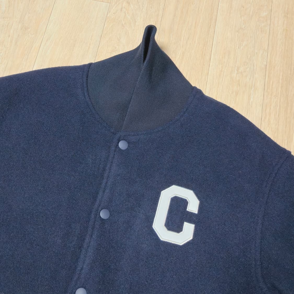 커버낫 네이비 울혼방 스타디움 자켓 C 패치 야구 점퍼 바시티 자켓 상품이미지3