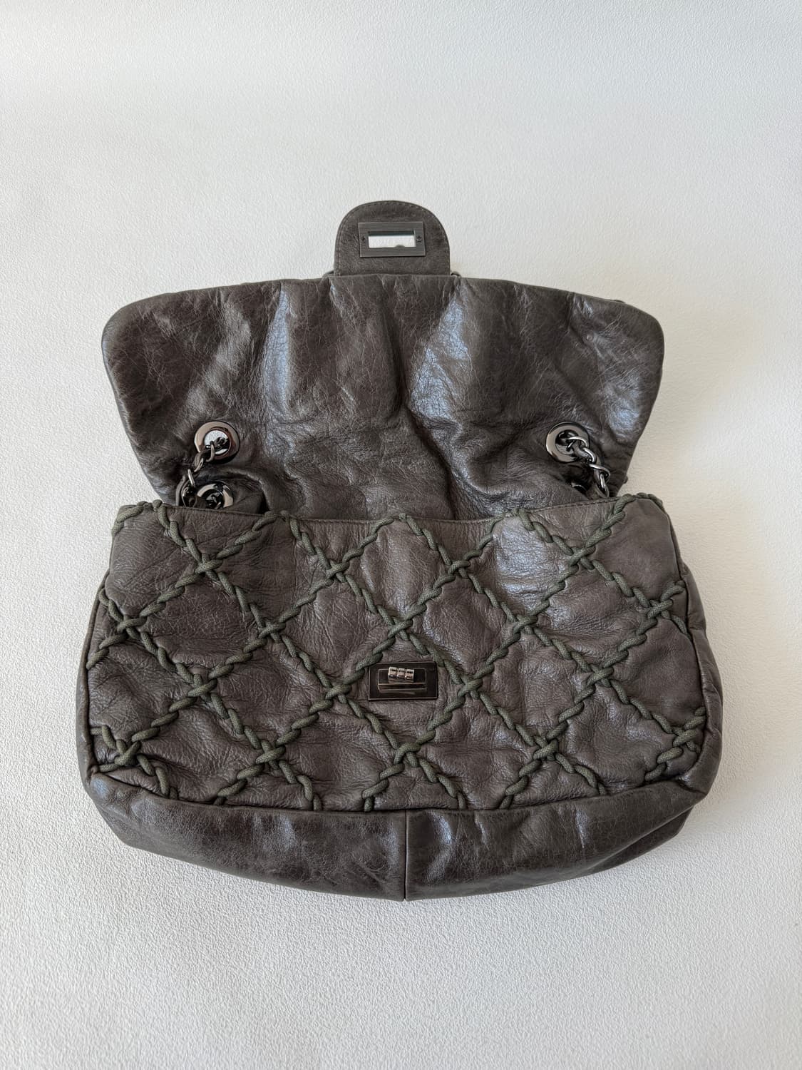 Pre owned 레더 체인 숄더백 상품이미지5