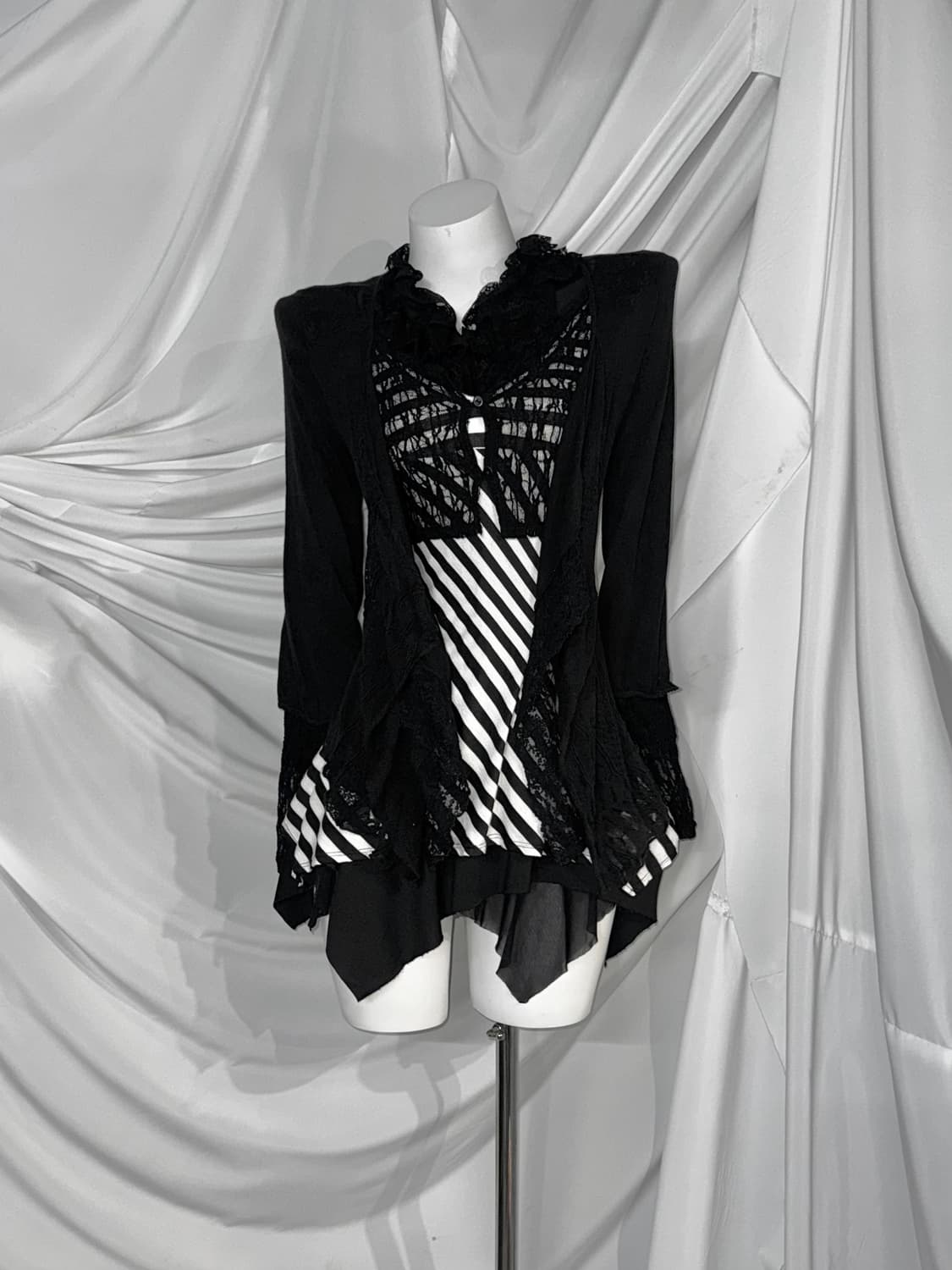 입문고스 언발 드레이프 레이스 고스고딕 공겜여주 코디세트 상품이미지8