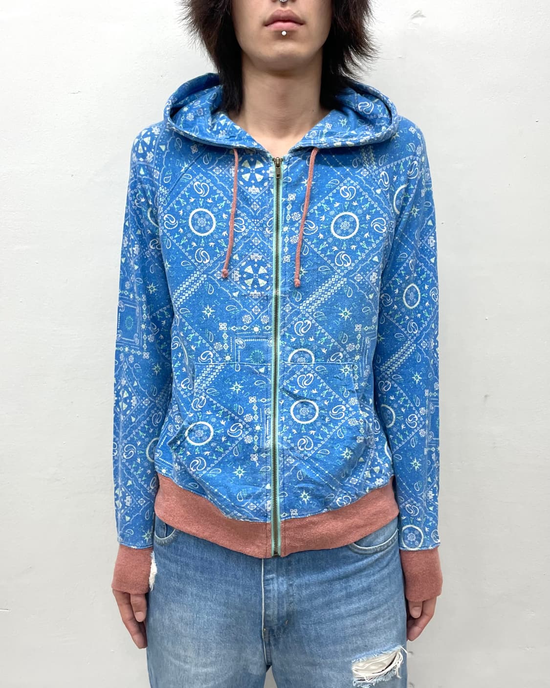 Blue & Blue Ethnic Hooded Zip-Up  상품이미지1