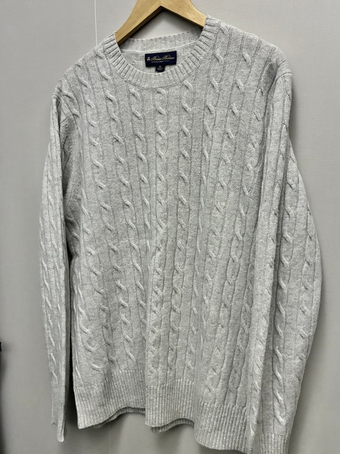 (XL)브룩스브라더스 램스울 케이블 꽈배기 니트 스웨터 그레이 상품이미지2