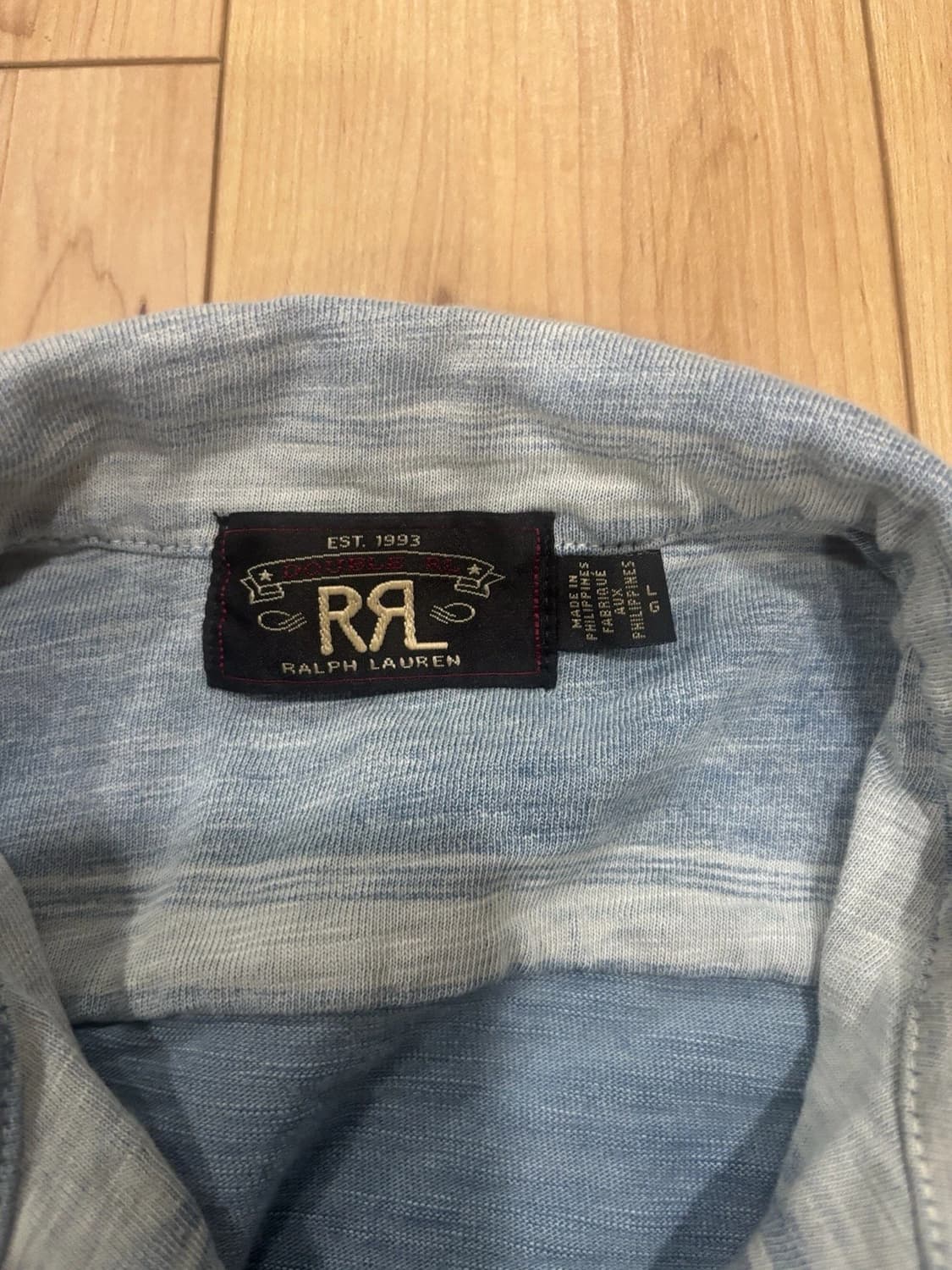 RRL 더블알엘 인디고 스트라이프 저지 캠프 셔츠 인디고 블루 상품이미지2