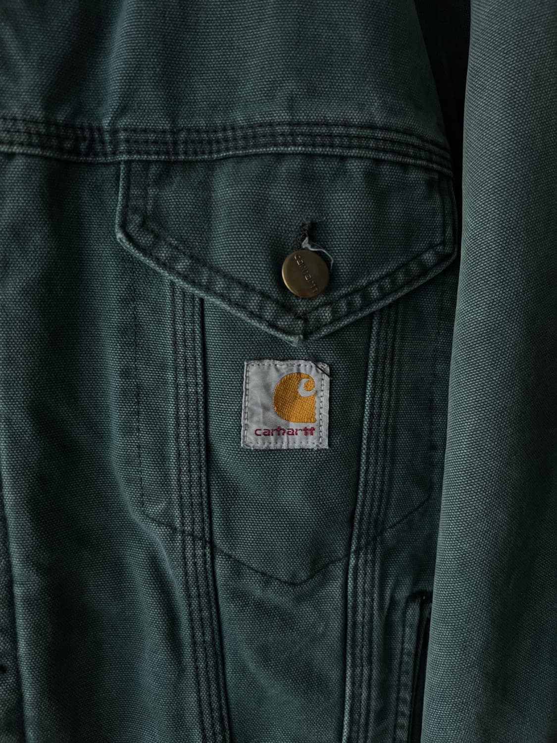 [L]90's 칼하트 USA 헌터그린 캔버스 트러커 자켓 상품이미지3