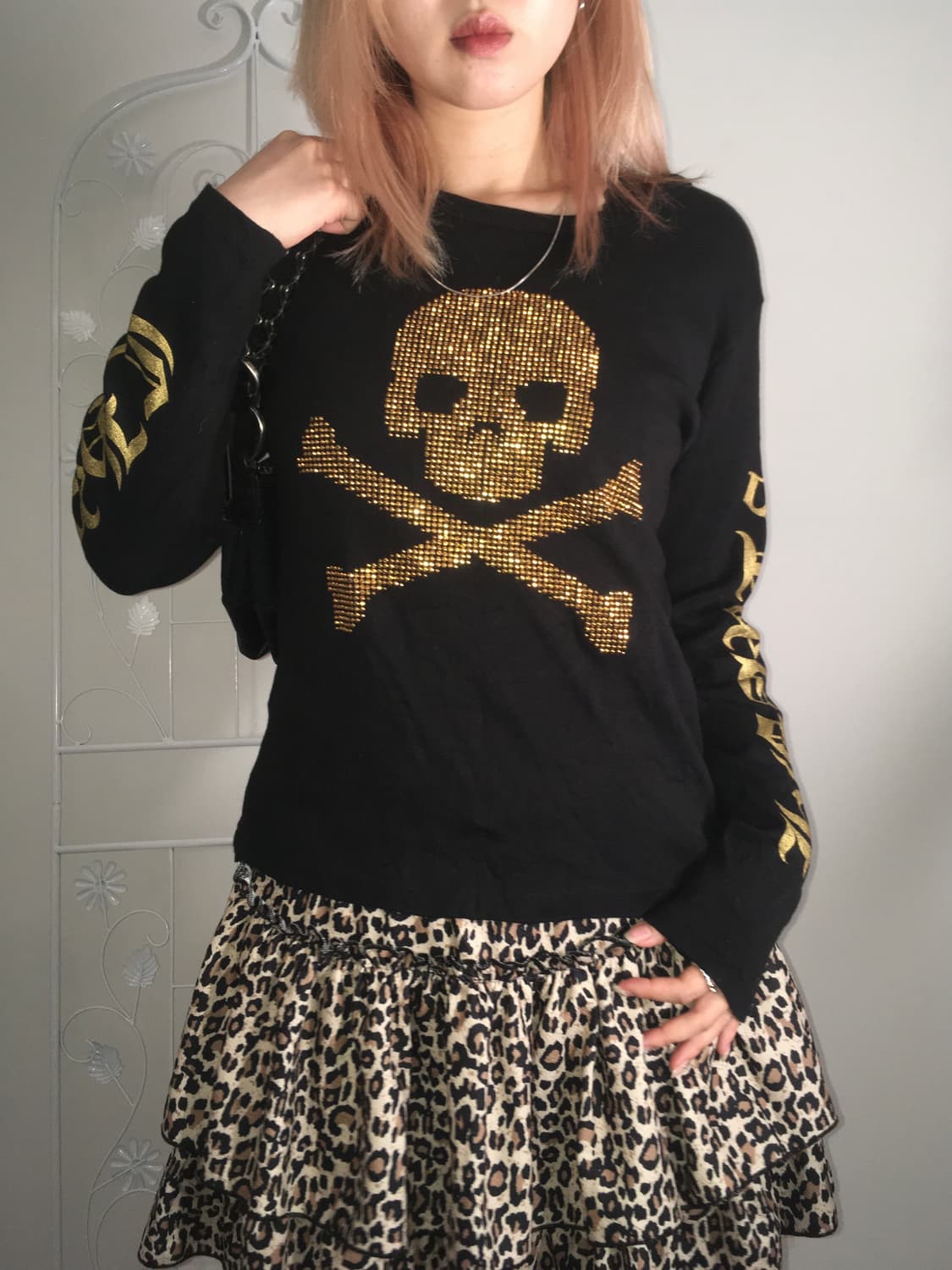 jpn vintage black skull beads long sleev 상품이미지1