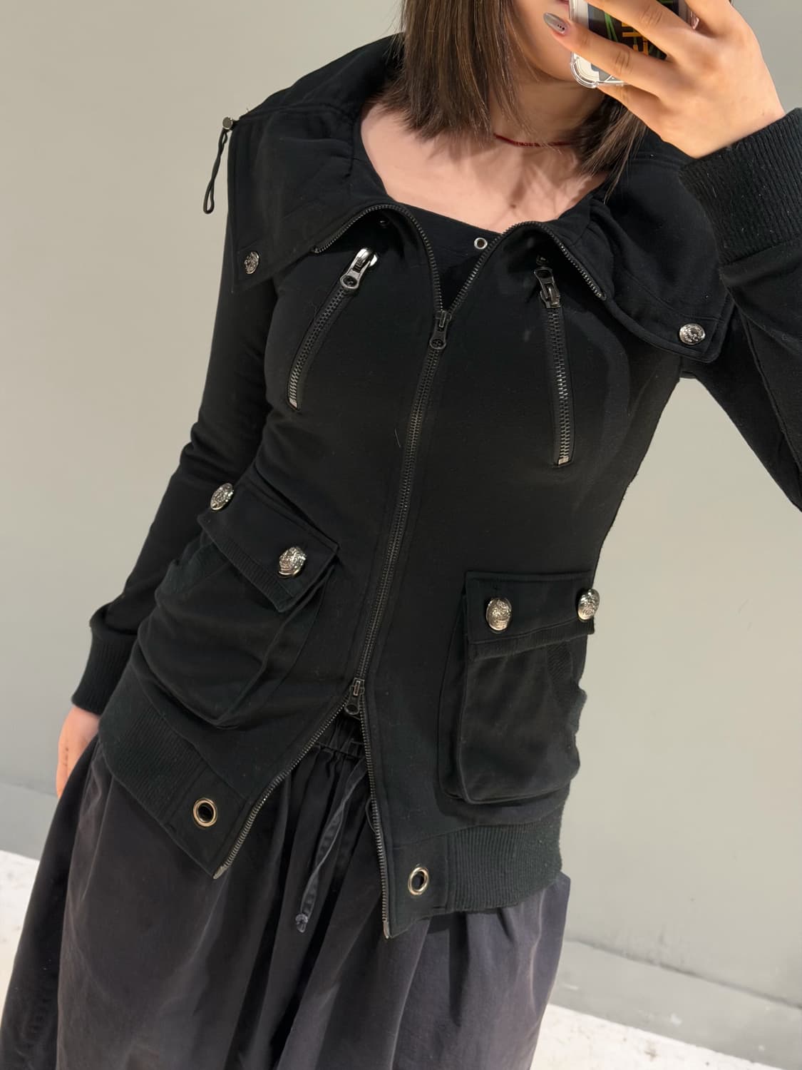 high-neck & wide collar detail zip-up 상품이미지3