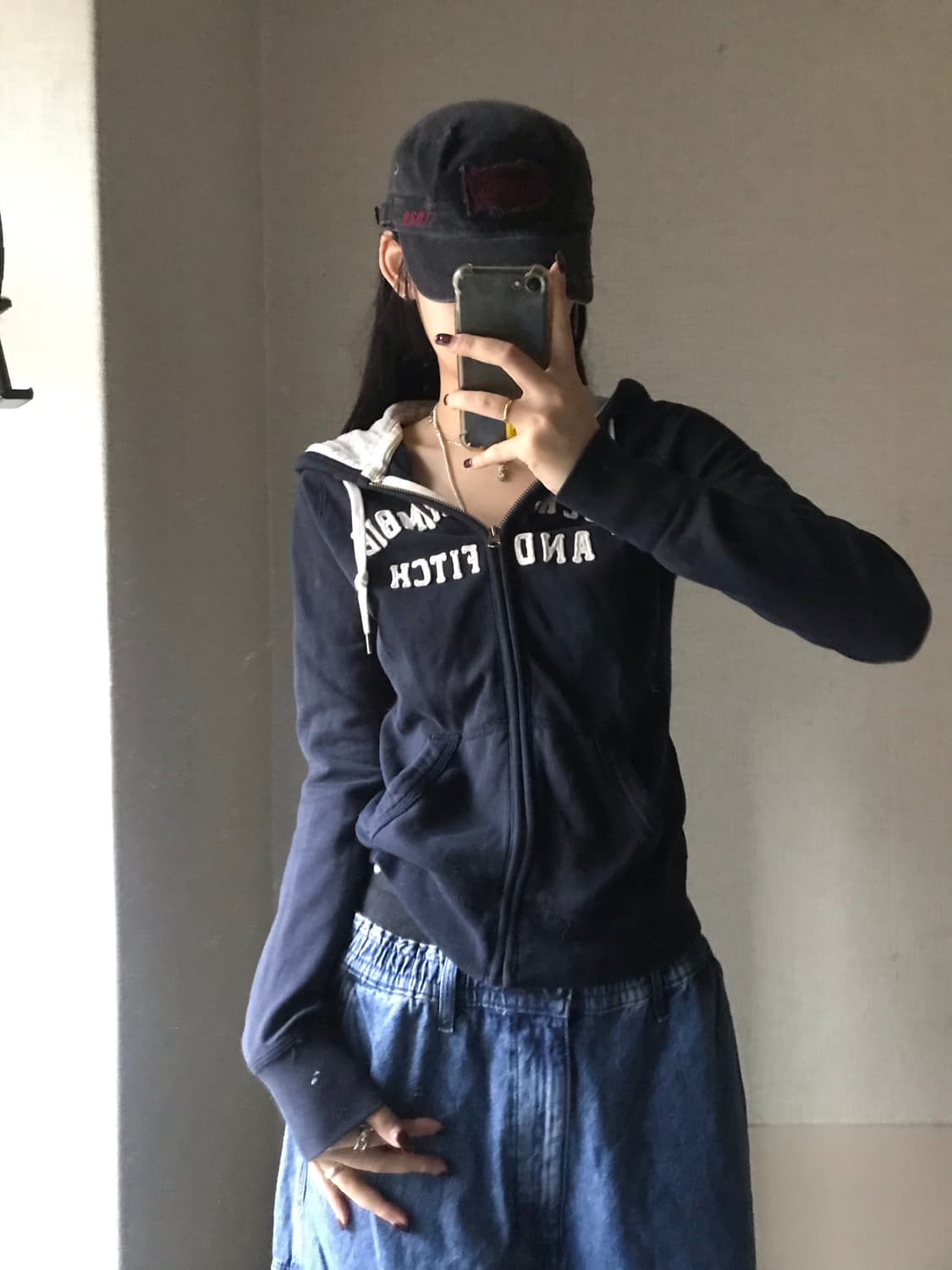 아베크롬비 네이비 딱붙핏 후드집업 상품이미지1