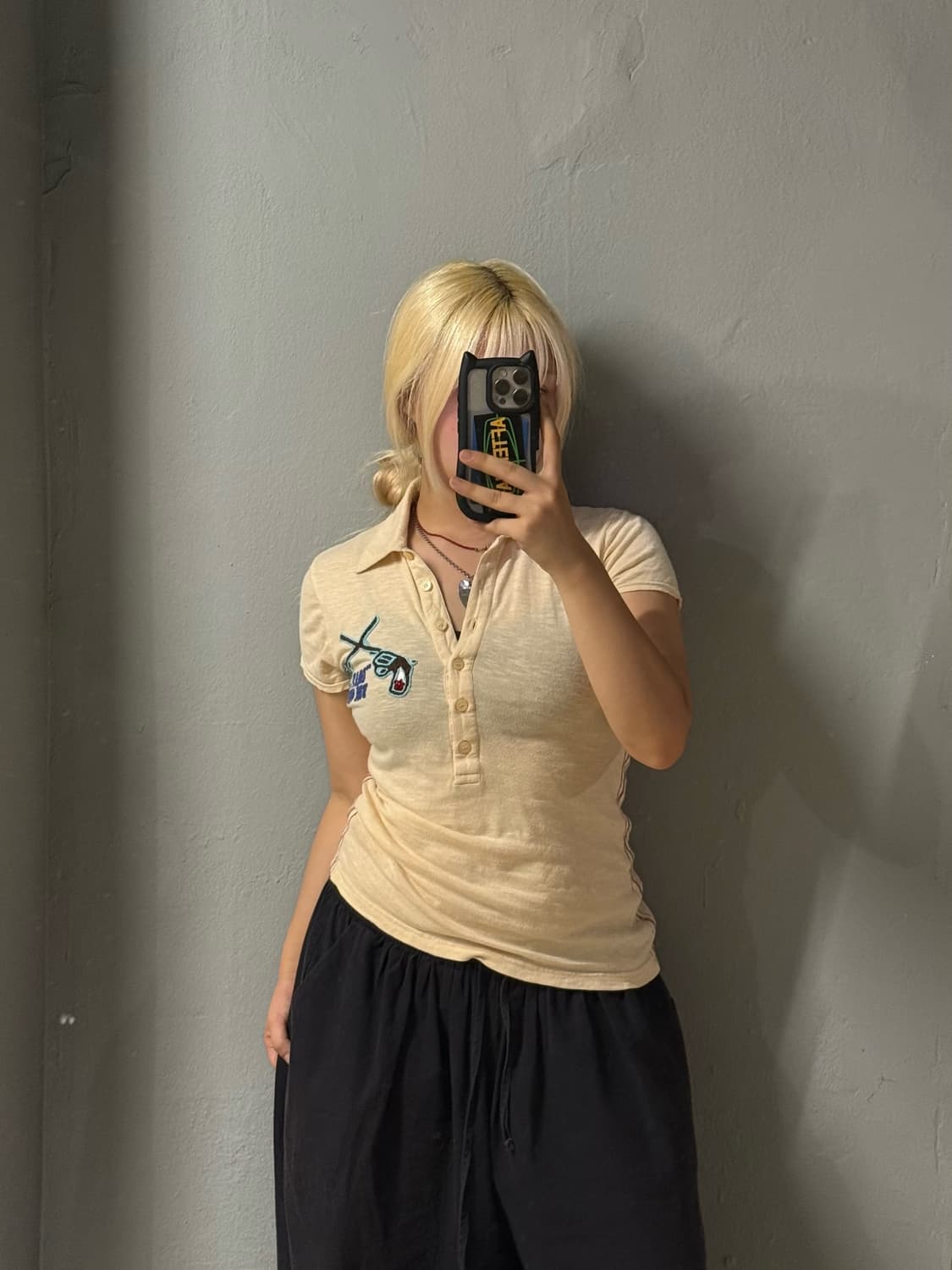 back skull point button collar tee 상품이미지2