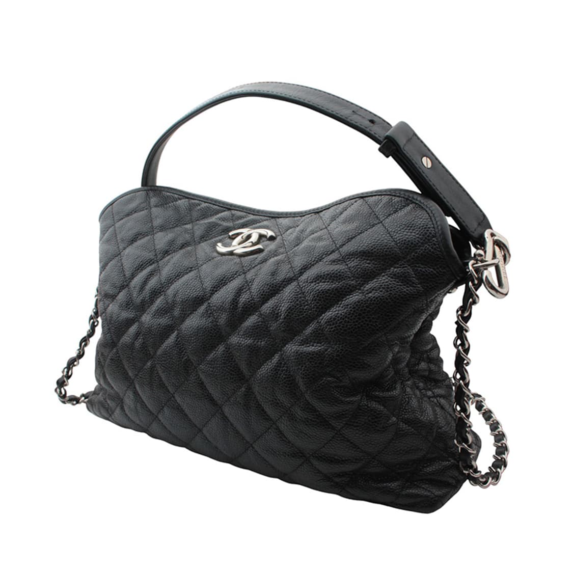 샤넬 은장 CC 블랙 캐비어 퀼팅 체인 숄더백 상품이미지2