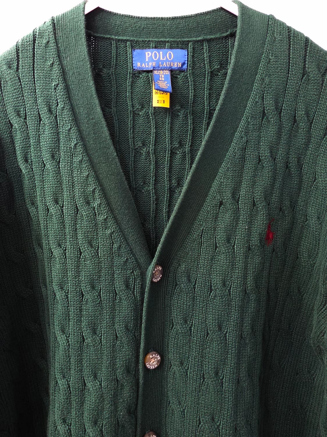 폴로 꽈배기 니트 가디건 QR신형 다크그린 상품이미지2
