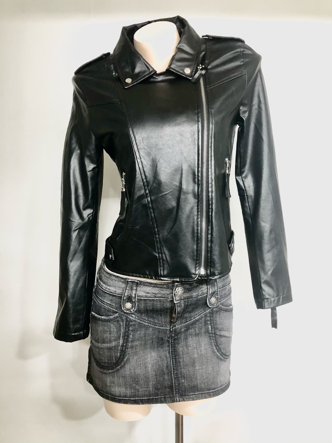 black basic leather jacket 상품이미지2