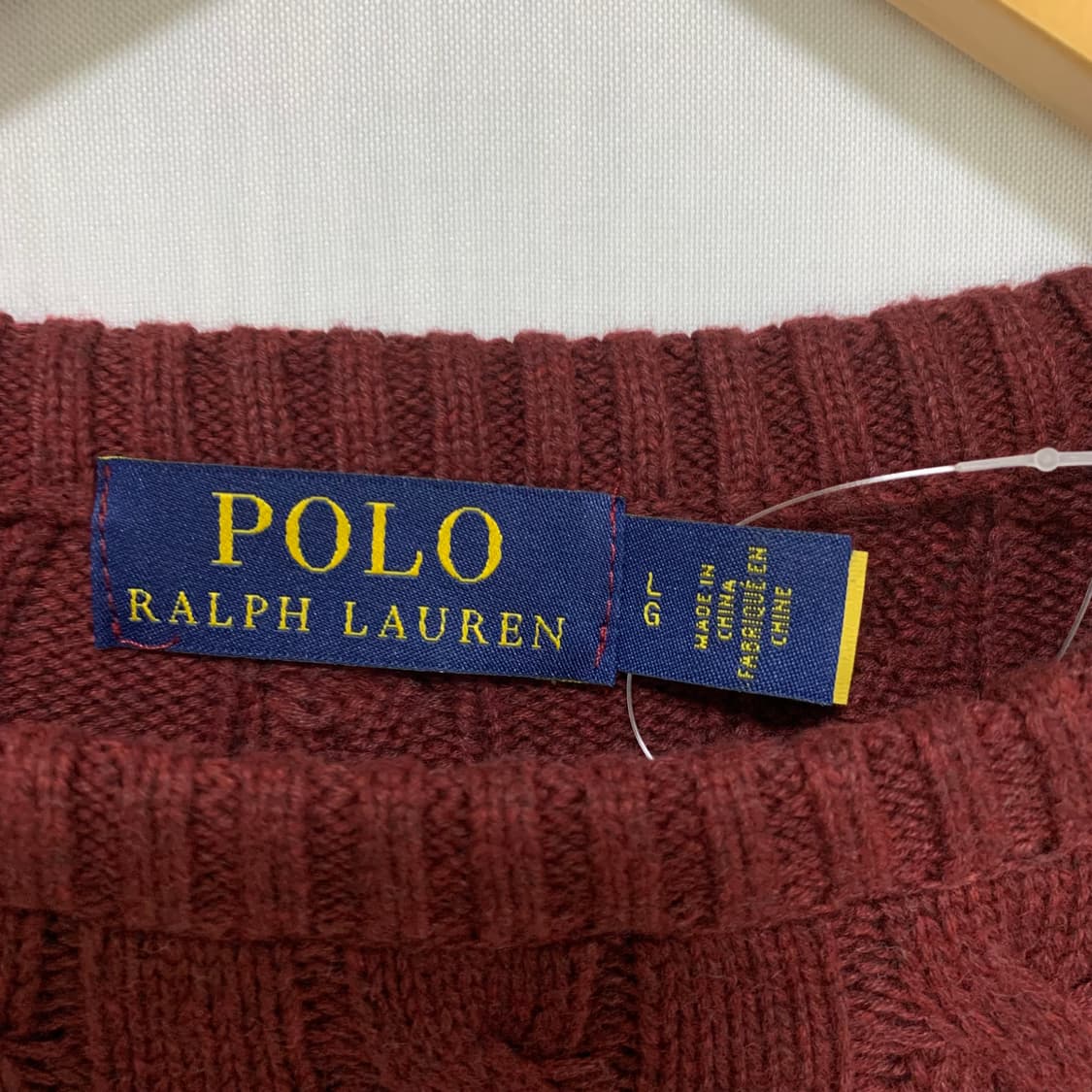 폴로 랄프로렌 세미크롭 케이블 니트 버건디 L 키즈 여성 상품이미지4