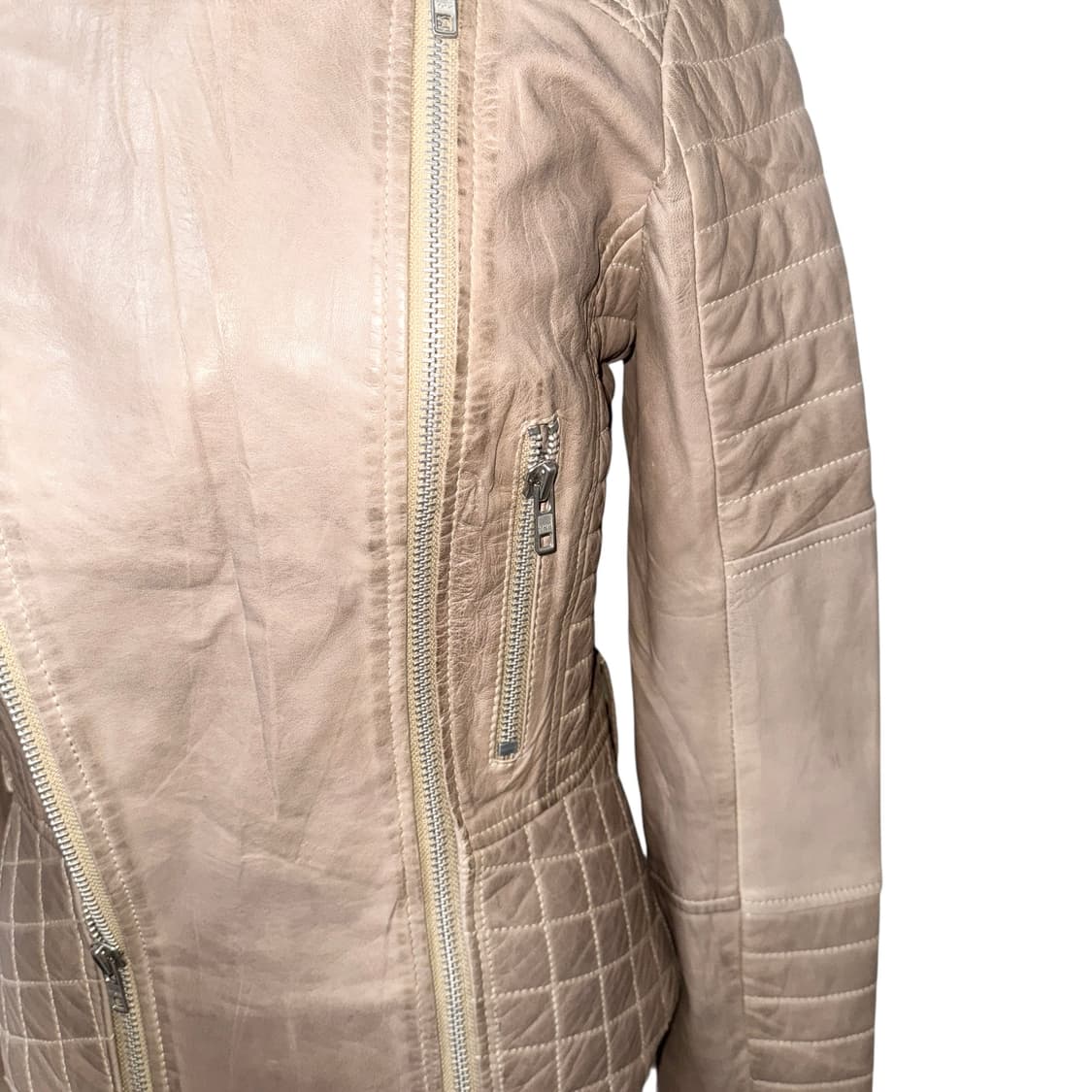 Nude Beige Sheep Skin Leather Jacket 상품이미지5