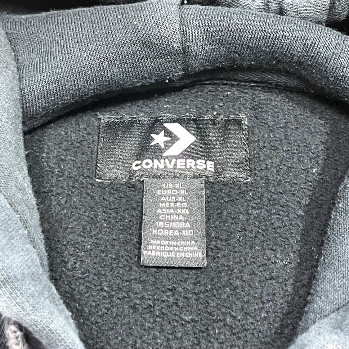 컨버스 스펠로고 블랙 기모 후드티셔츠 남성XXL 상품이미지4