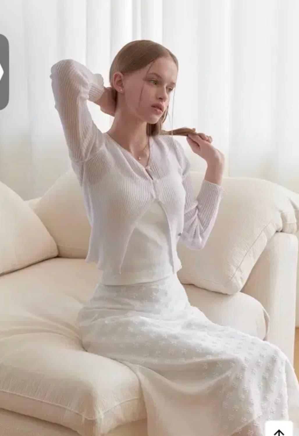 리엘 가디건 Linen 3 button cardigan 화이트 상품이미지3