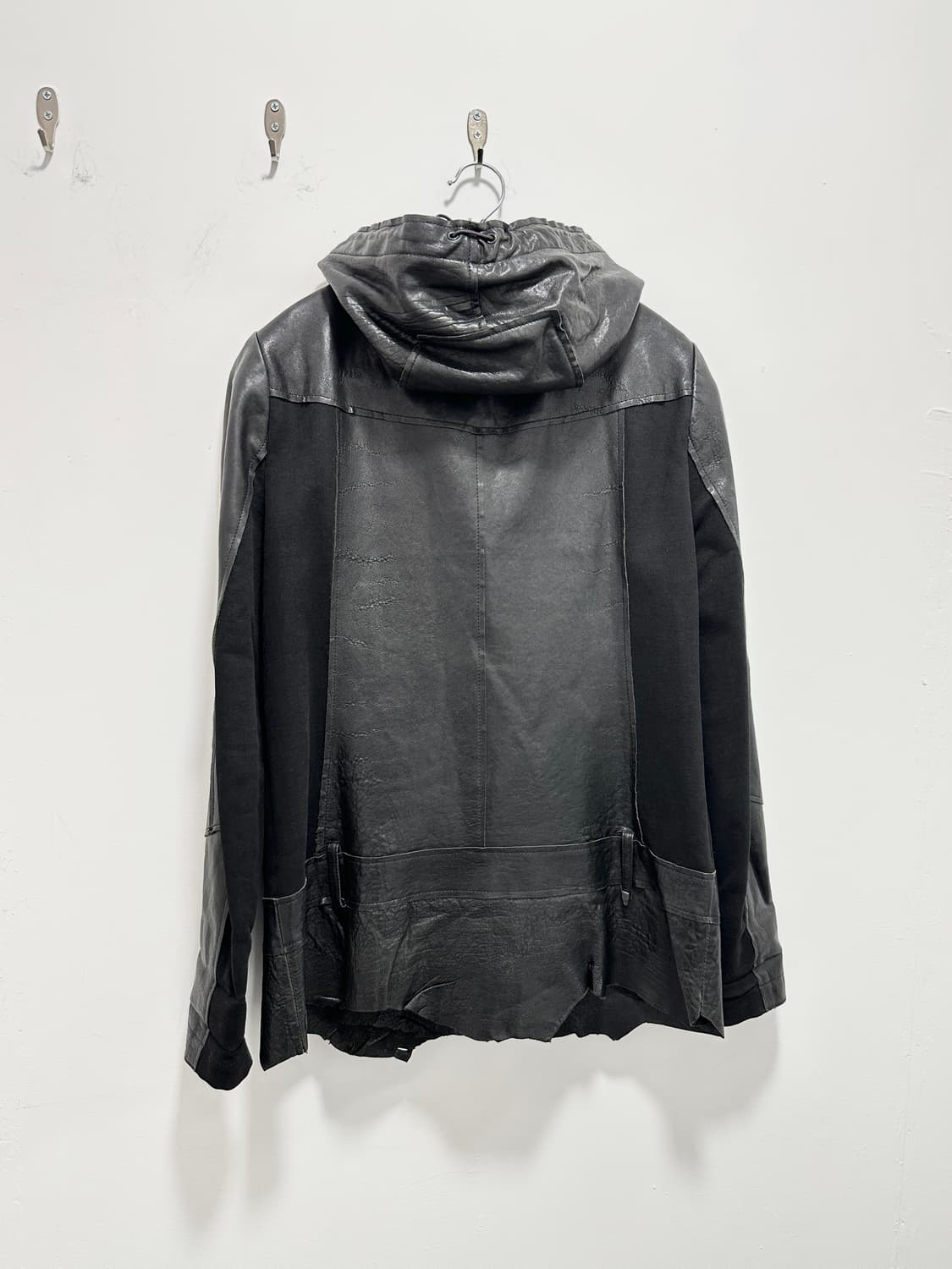 Asymmetric drape sheepskin leather jacke 상품이미지8