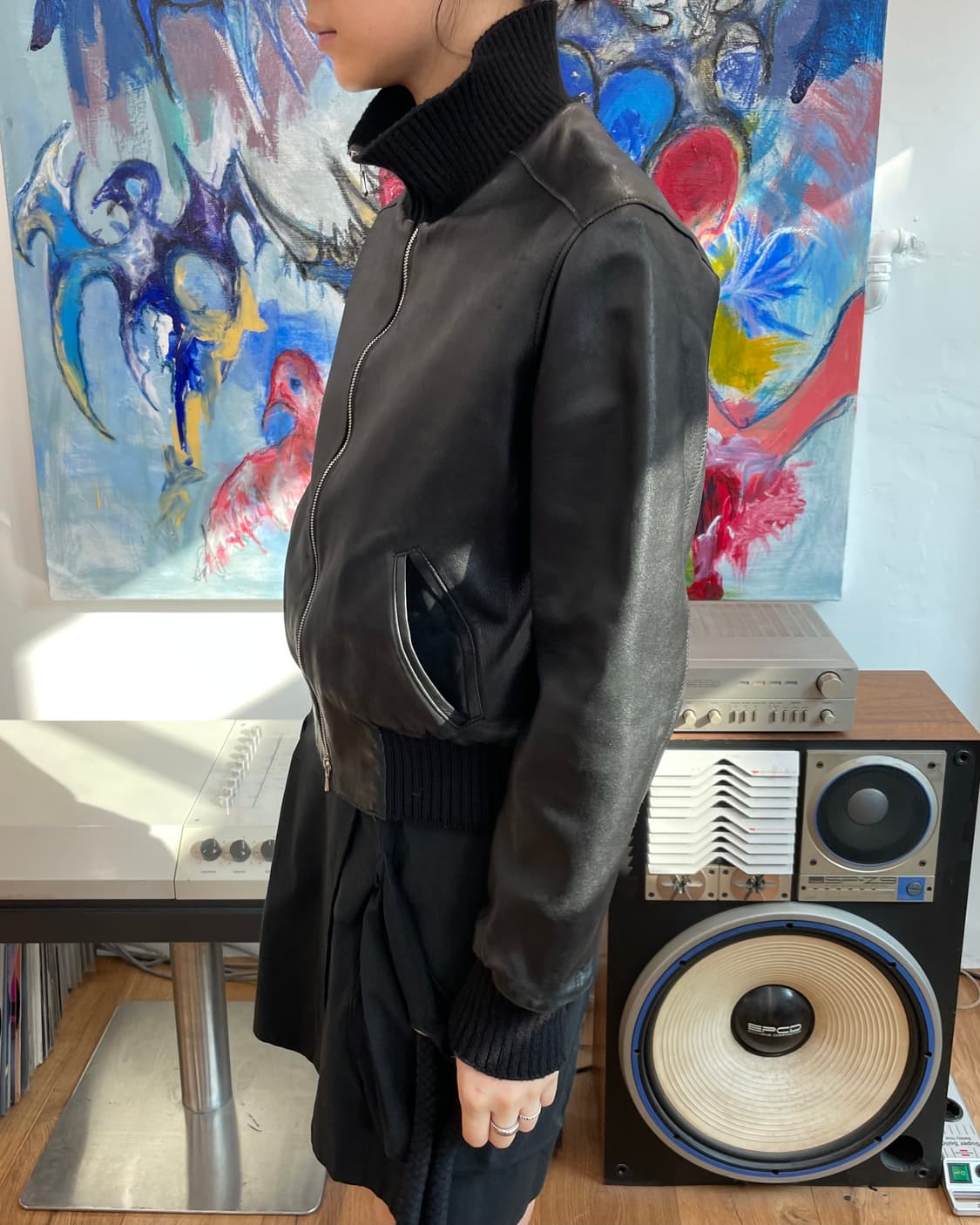 [M] riri Zip 빈티지 레더 봄버 자켓 상품이미지5