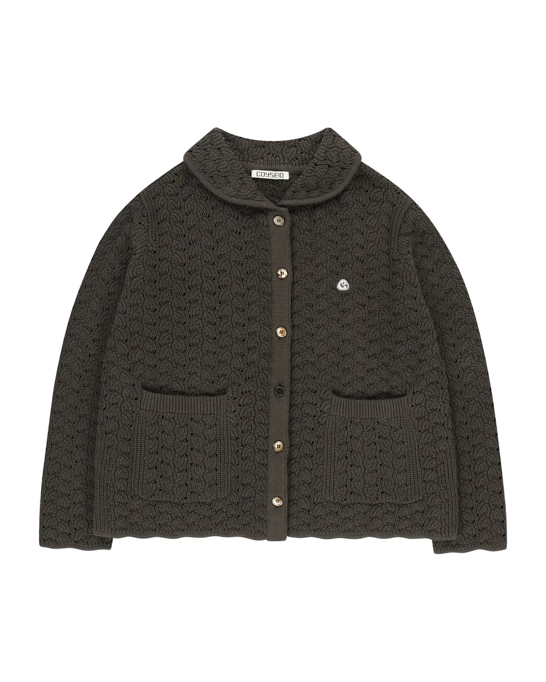 코이세이오 웨이브 니트 가디건 다크브라운 상품이미지1