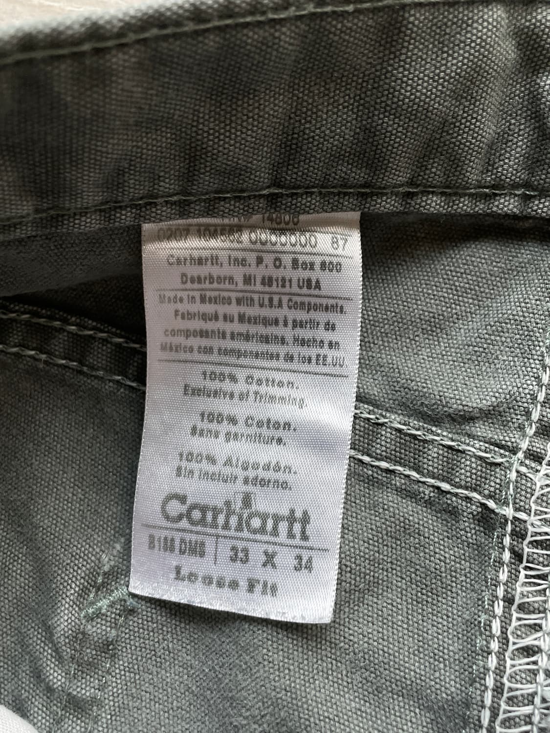 칼하트 더블니 모스 그린 B188 DMS 33x34 상품이미지3