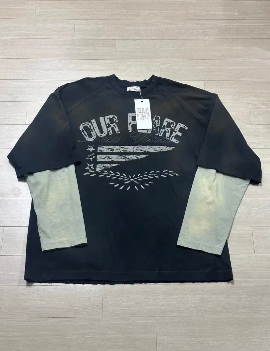 (L) ETCE 아워플레어 레이어드 롱슬리브 블랙 상품이미지1