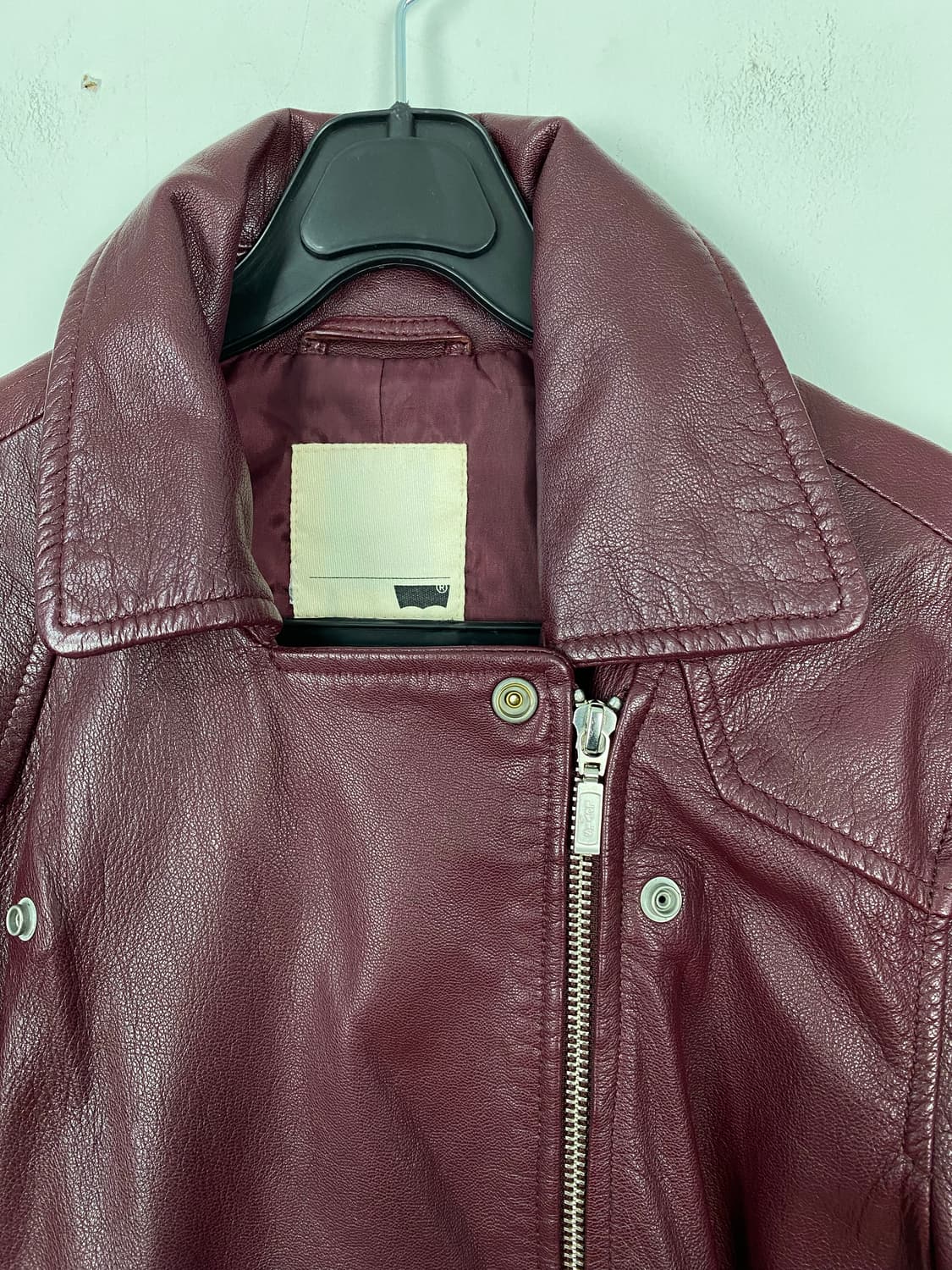 리바이스 버건디 가죽자켓 바이커 자켓 M 상품이미지4