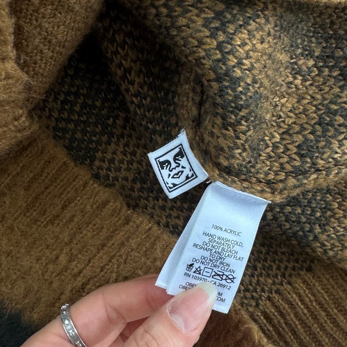 Obey 오베이 패턴 브라운 니트 가디건 상품이미지6
