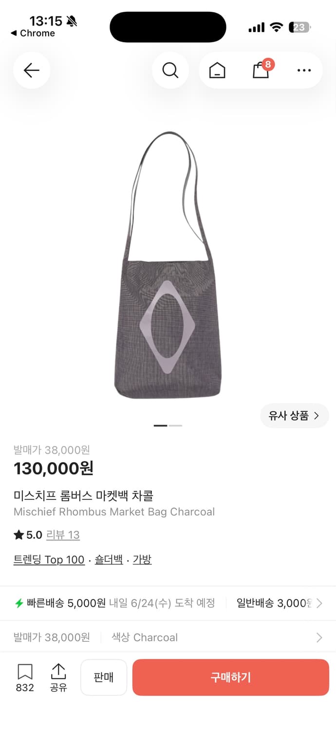 미스치프 롬버스 마켓백 차콜 상품이미지2