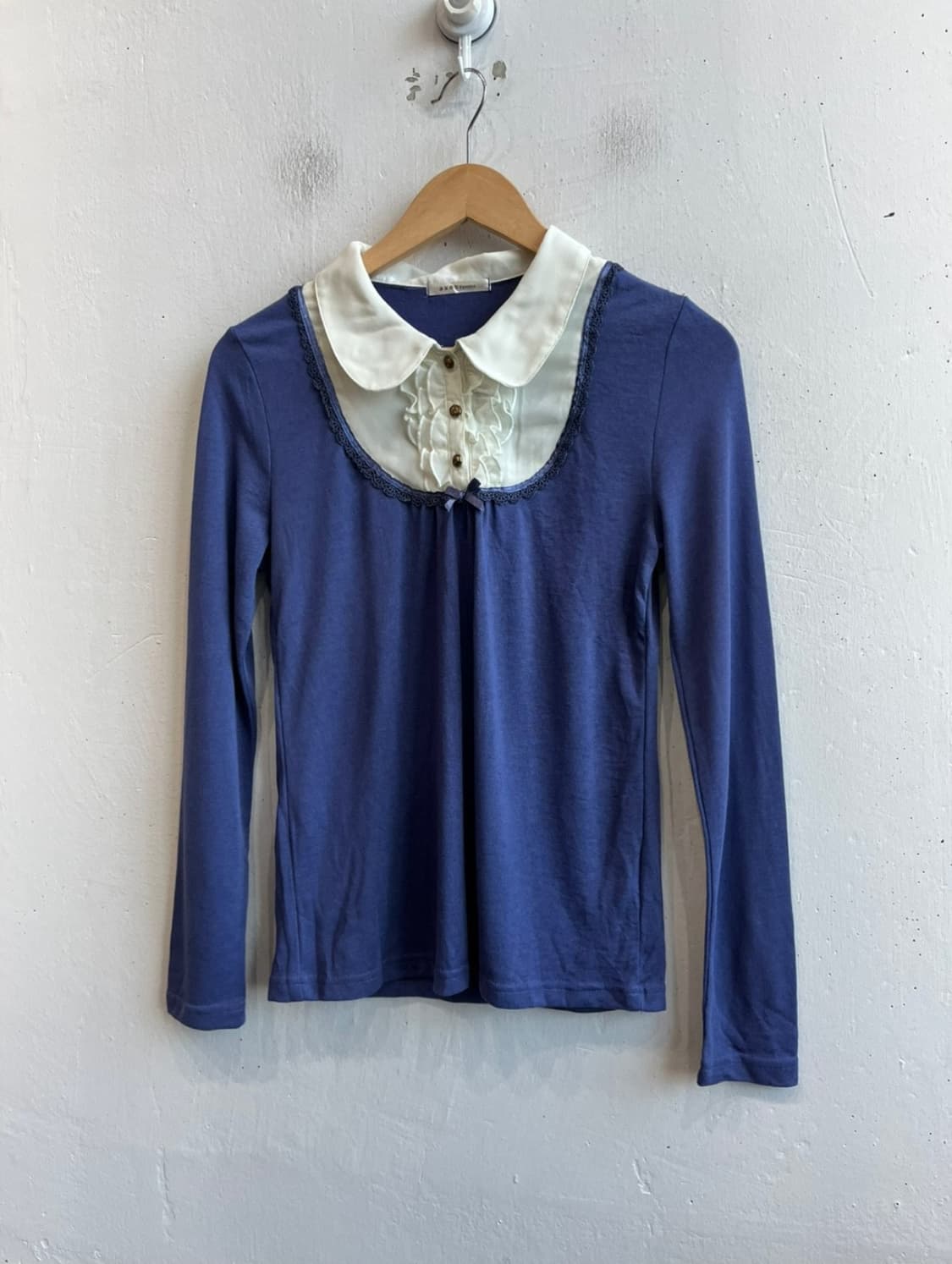 엑시즈팜 axes femme 프릴 레이스 블루 블라우스 일본 빈티지 상품이미지1