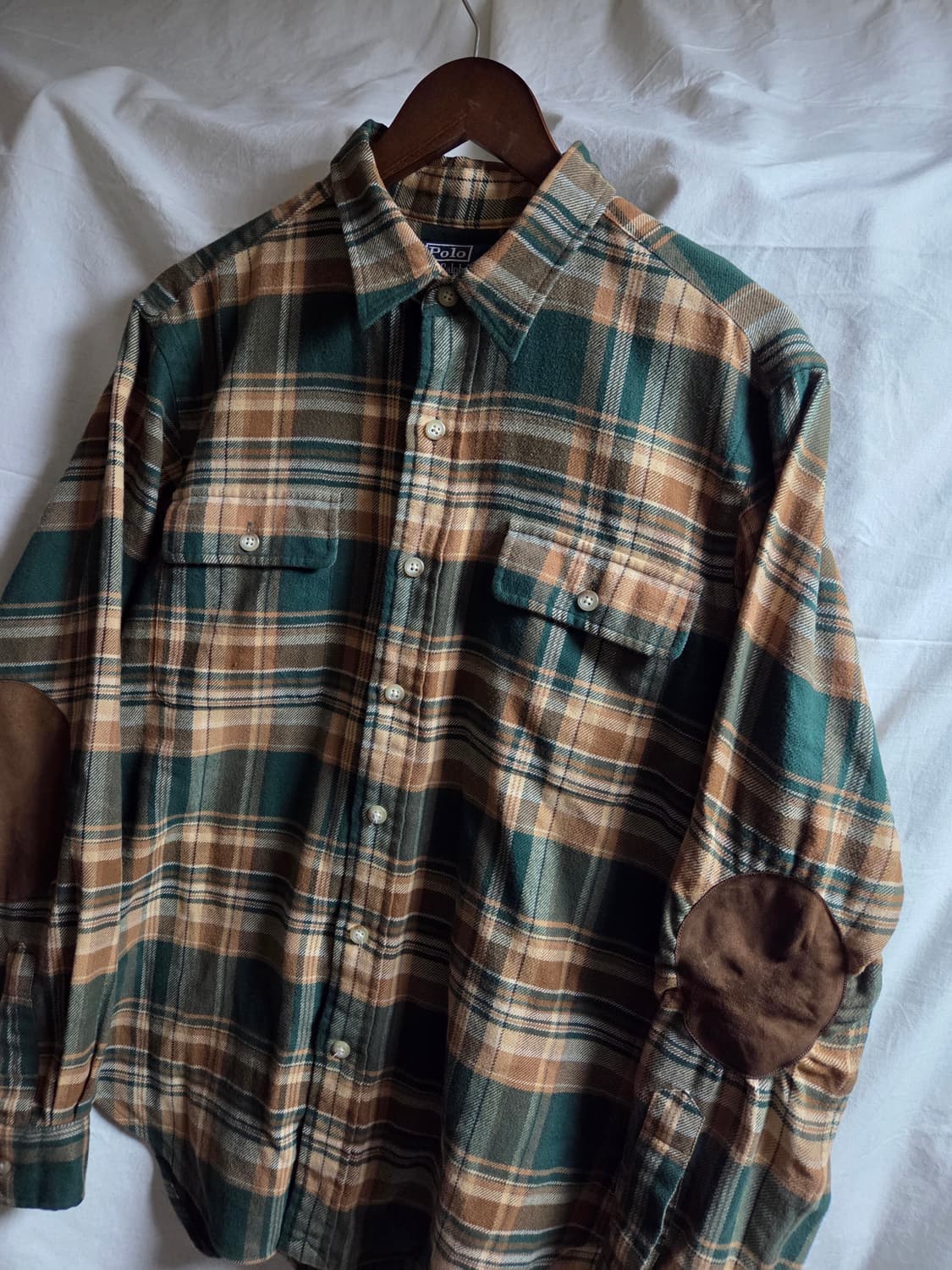 폴로 랄프로렌 체크 플란넬 셔츠 긴팔 그린 브라운 L 상품이미지4