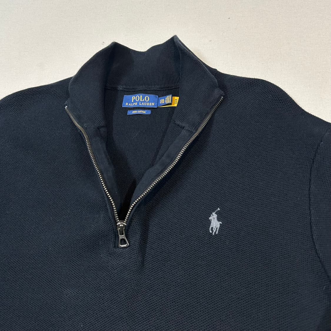 XXL) 폴로 랄프로렌 블랙 쿼터 반집업 풀오버 코튼 니트 큐알탭 상품이미지4