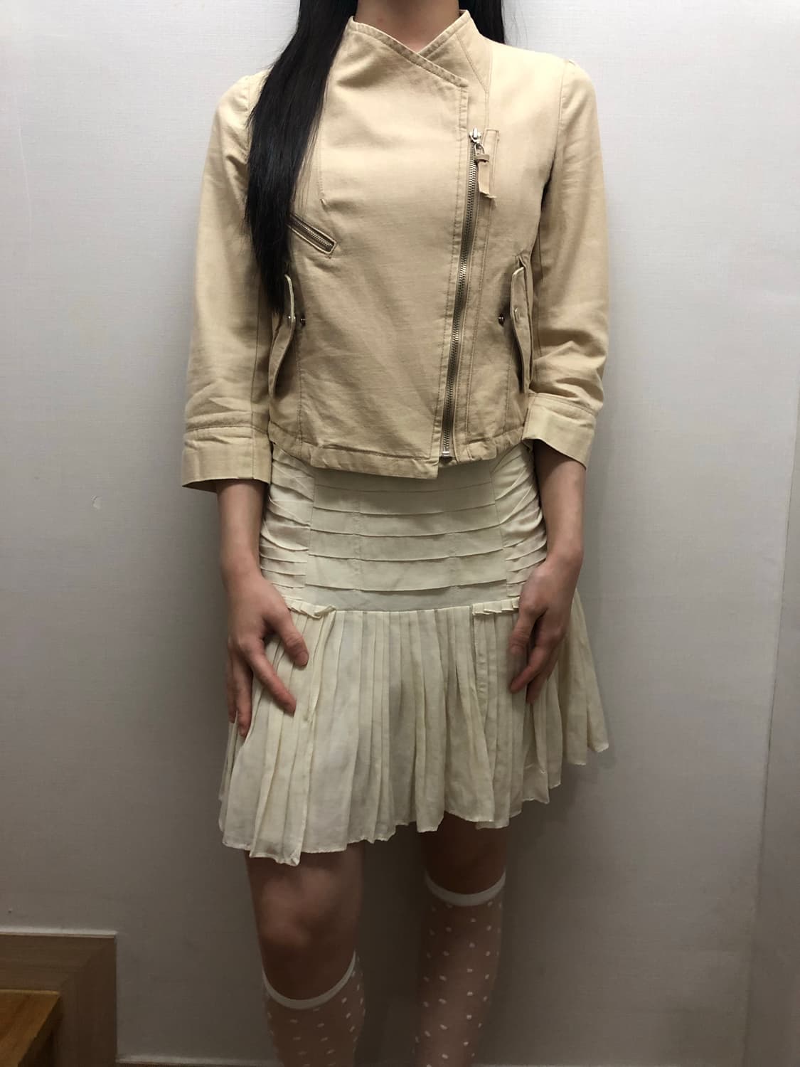 빈티지 베이지 펑크 코튼 자켓 상품이미지6