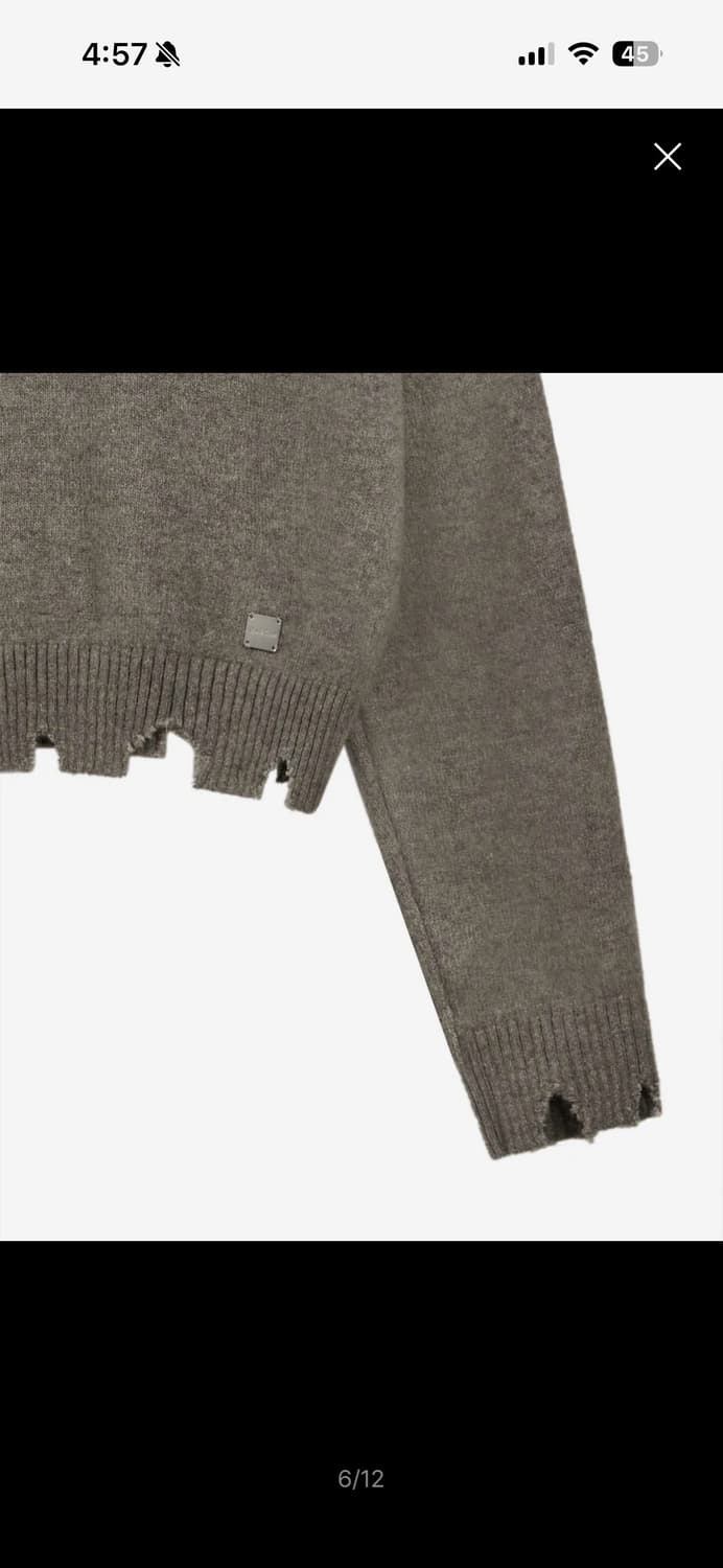 락케이크 오프숄더 데미지 니트 브라운 상품이미지5