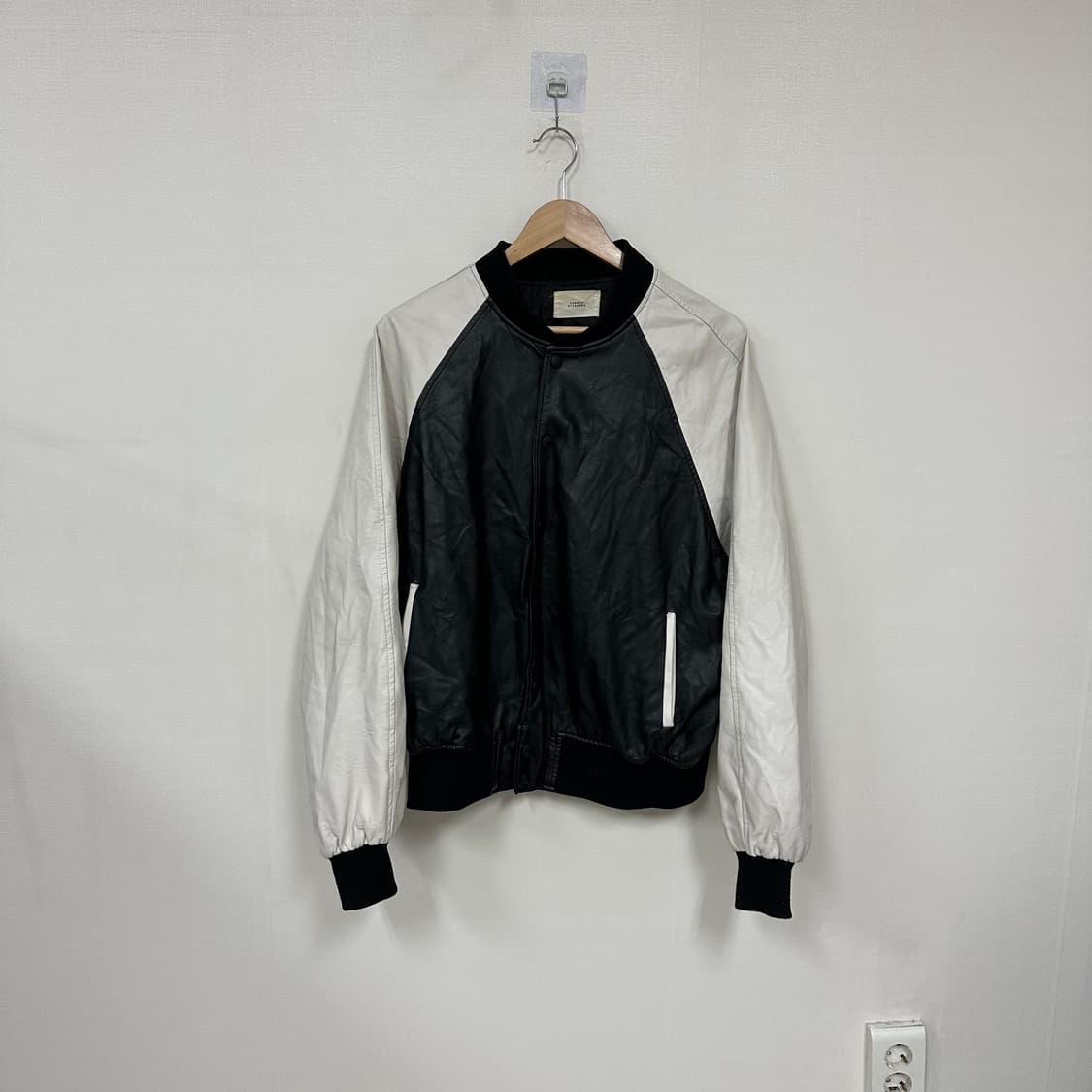 배색 레더자켓F 상품이미지1