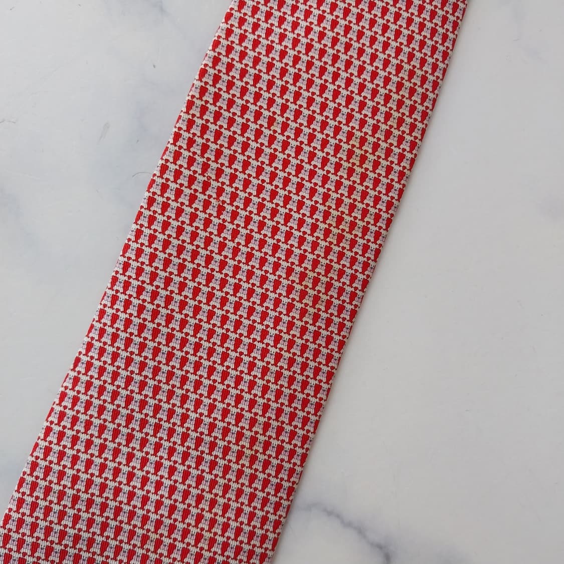 페라가모 실크 레드 강아지 패턴 넥타이 9cm B등급 K2484
 상품이미지7