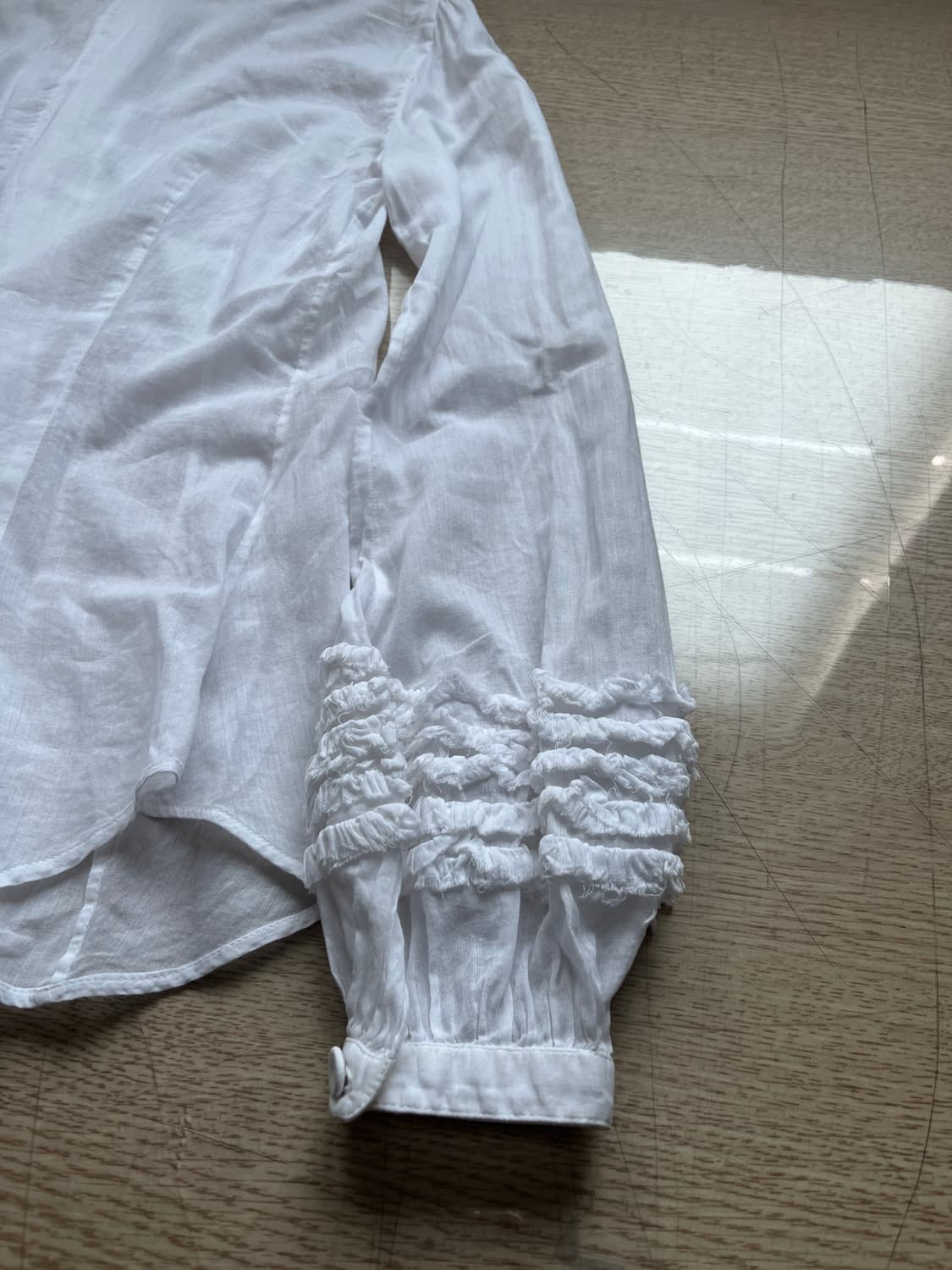 36 장폴고티에 퍼프 슬리브 만다린 카라 프릴 블라우스 셔츠 상품이미지6
