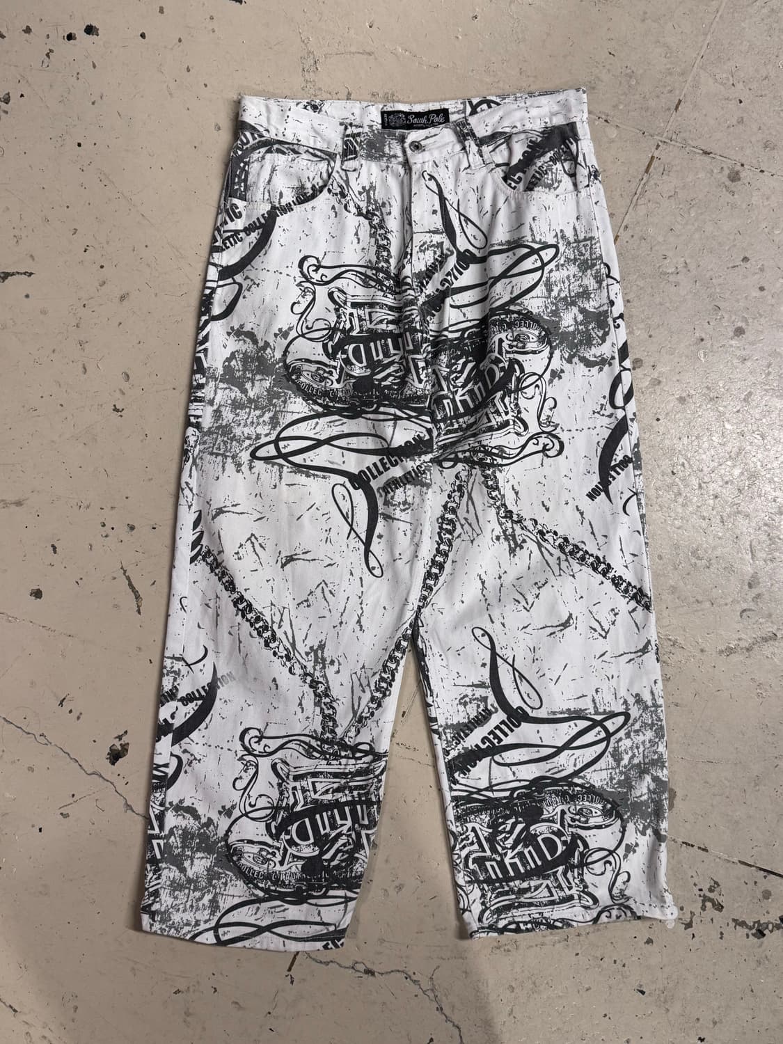 사우스폴 아트 그래픽 루즈핏 화이트 데님팬츠  상품이미지2