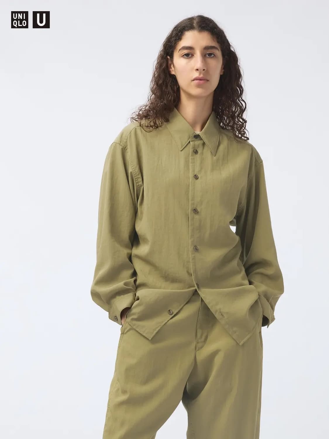 유니클로U 24fw 드레이프 셋업 올리브 2XL 상품이미지2