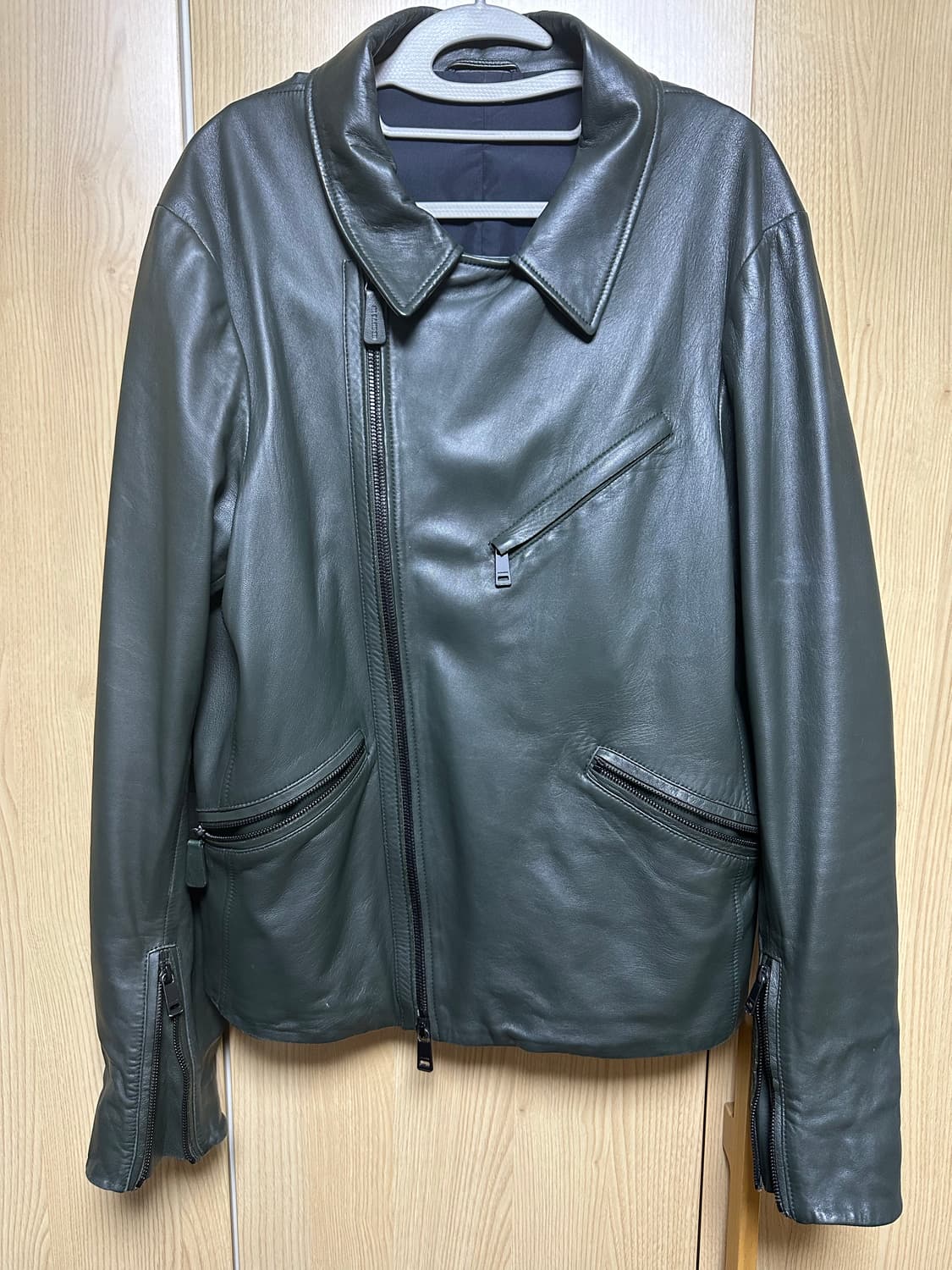 질샌더 2014 양가죽 라이더 자켓 다크그린 52 상품이미지1