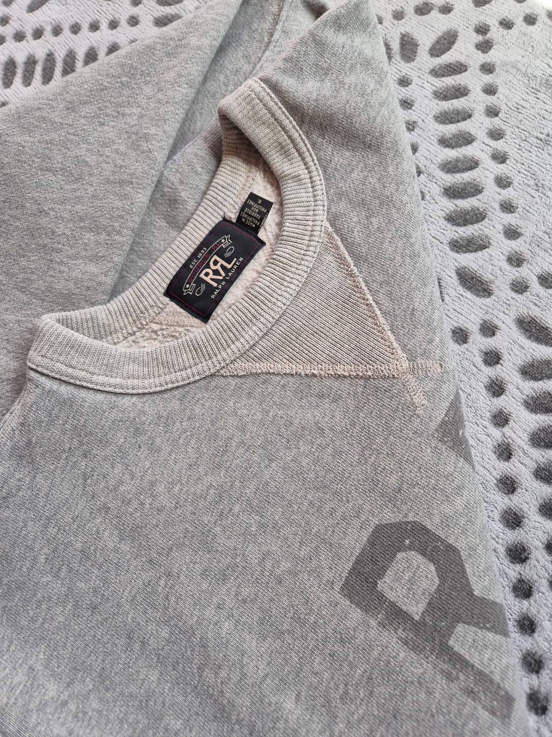 rrl 더블알엘 로고 크루넥 플리스 스웻 맨투맨 그레이 상품이미지5