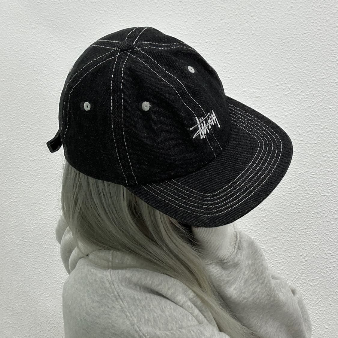 스투시 데님 스티치 흑청 스냅백 상품이미지2