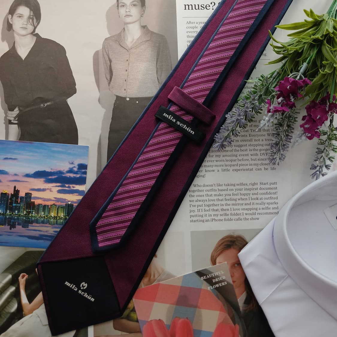 밀라숀 실크 퍼플 스트라이프 넥타이 9.5cm A+등급 A18780
 상품이미지4