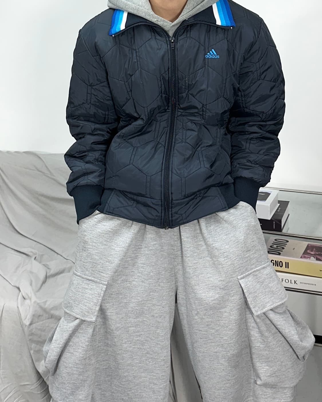 아디다스 네이비 퀄팅 자켓 105 상품이미지1