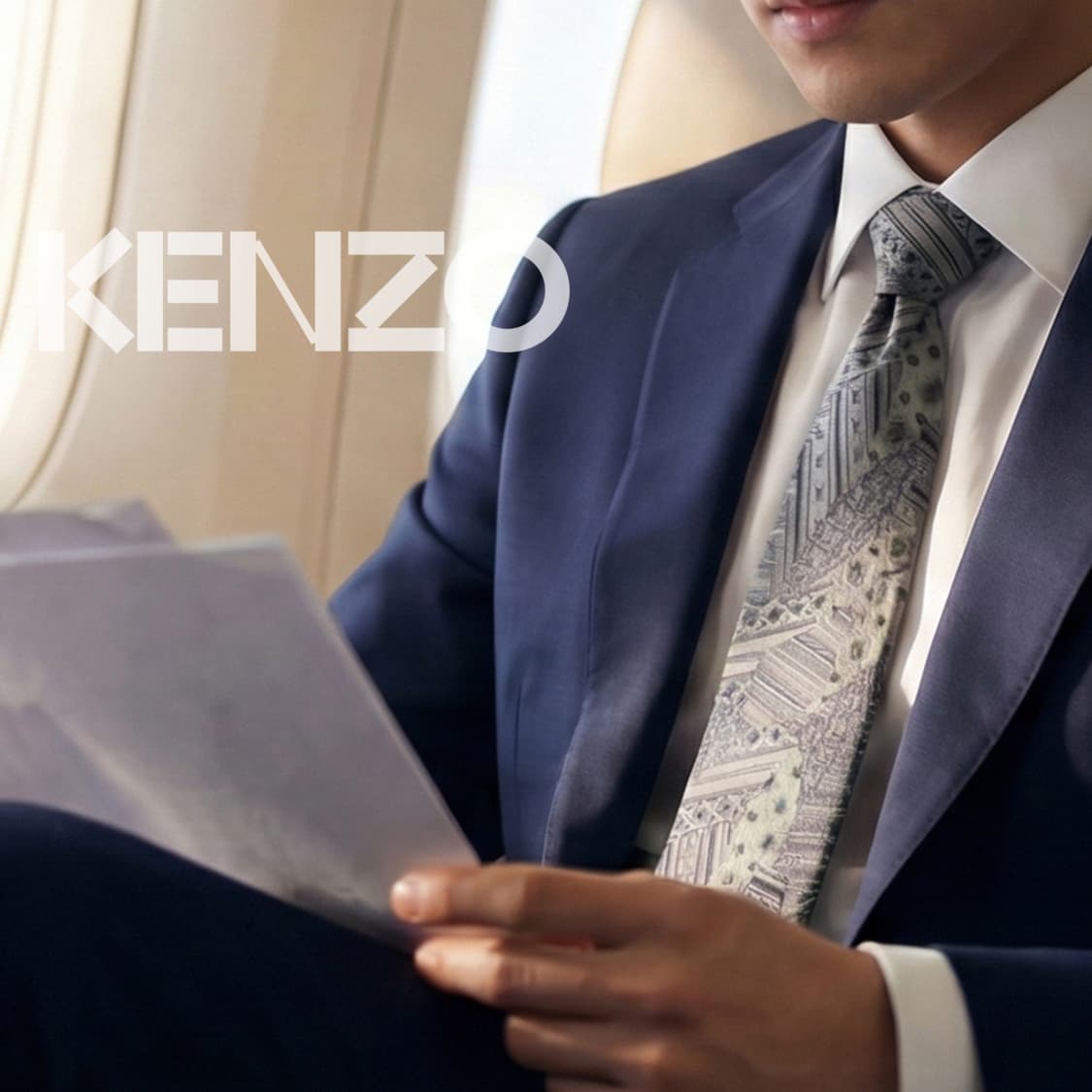 겐조 실크 그레이 지오메트릭 넥타이 9cm A~B등급 K1090
 상품이미지1