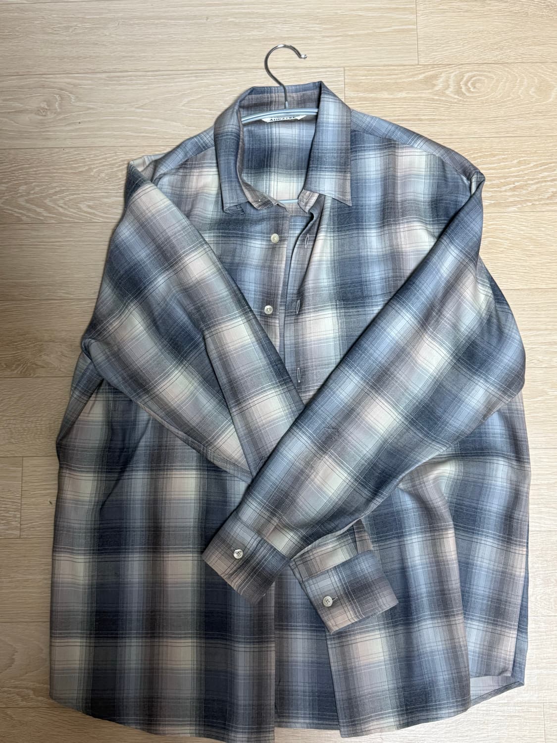 오라리 24AW 울 체크셔츠 블루베이지(3) 상품이미지1