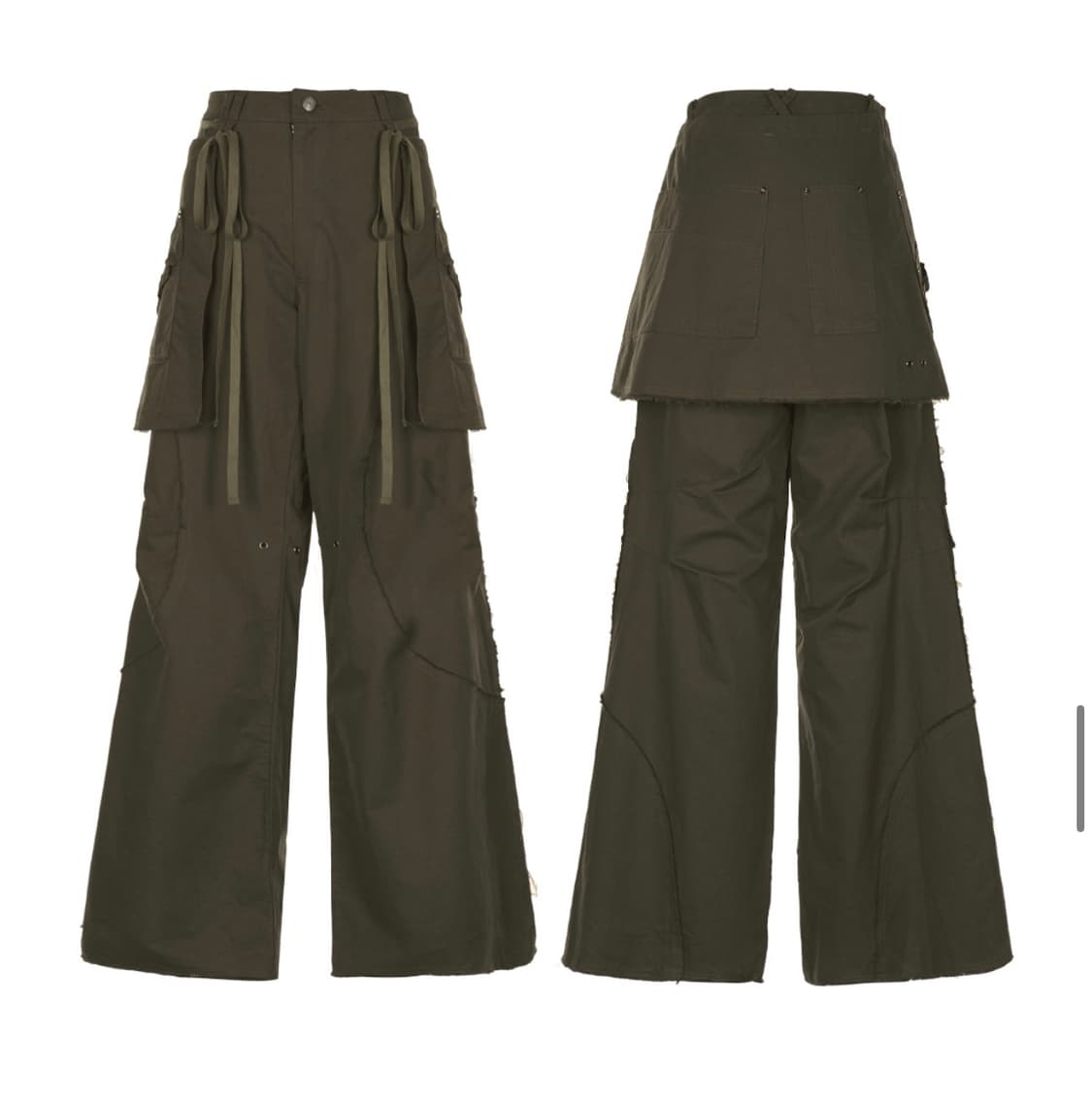 나체 투피스 포켓 스커트 팬츠 카키 상품이미지2